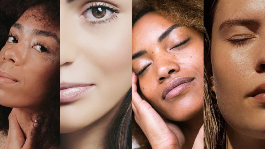 Hidratante Facial para Pele Oleosa: o Melhor para Pele Sensível, Mista e até Seca? Review Completo comparação visual entre pele oleosa, mista e seca mostrando diferenças de textura e brilho