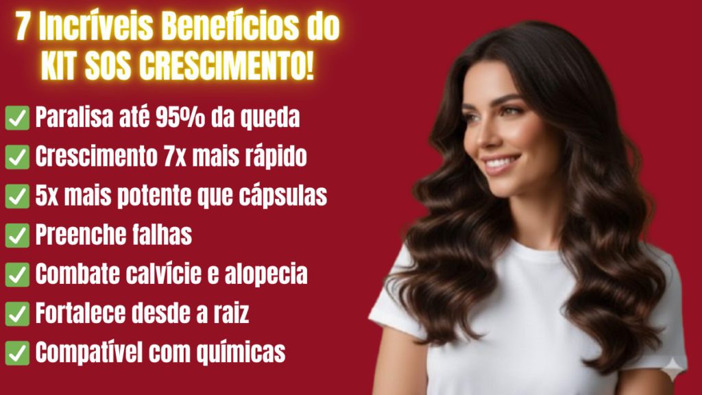 Principais benefícios do Kit S.O.S Crescimento - Reduz queda, acelera crescimento