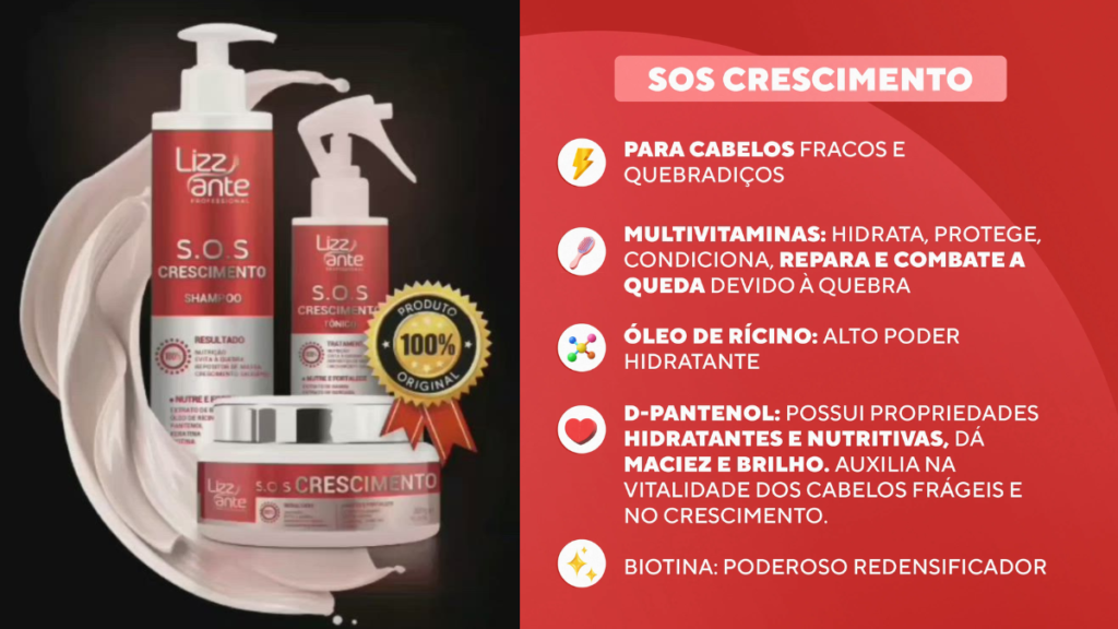 Principais benefícios do Kit S.O.S Crescimento - Reduz queda, acelera crescimento