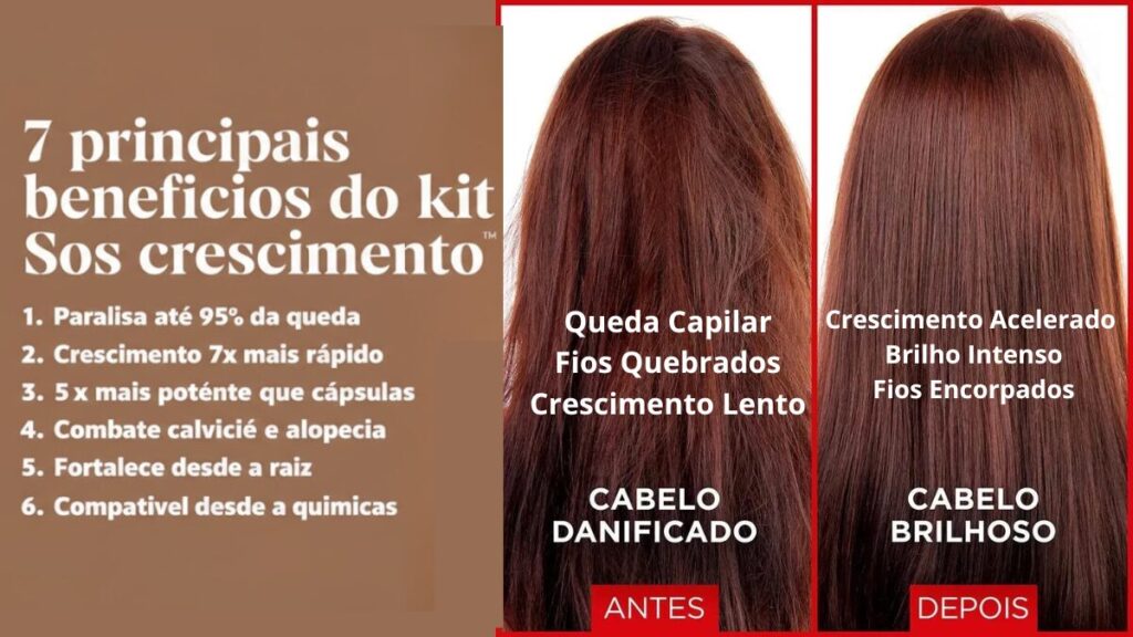 Antes e depois do Kit S.O.S Crescimento da Lizzante